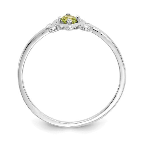 14k White Gold Genuine Peridot August Birthstone Heart Ring- Sparkle & Jade-SparkleAndJade.com YC419