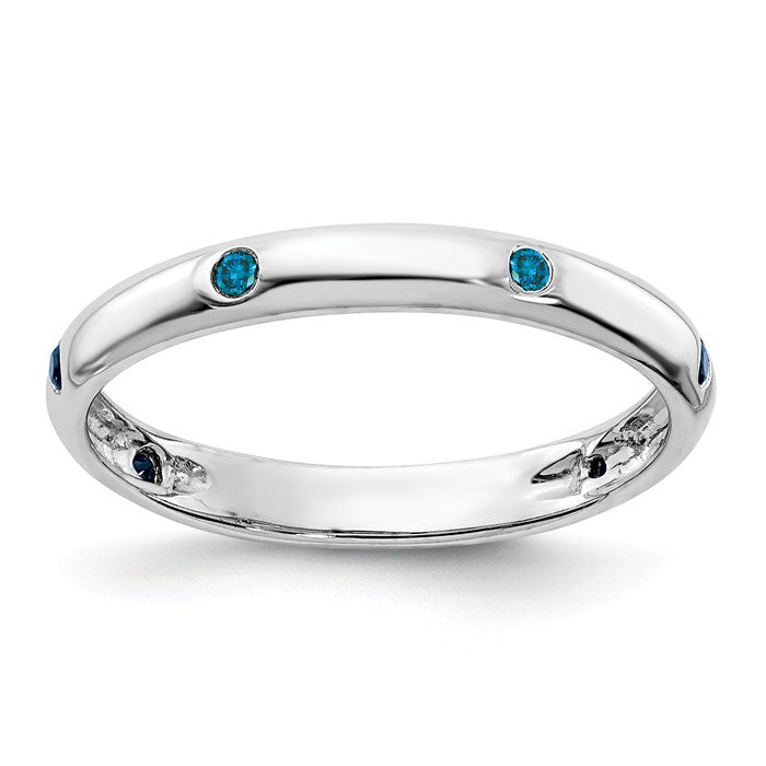 14k White Gold Gypsy Set Blue Diamond Eternity Ring- Sparkle & Jade-SparkleAndJade.com Y13917A RM5621-BD-010-WA