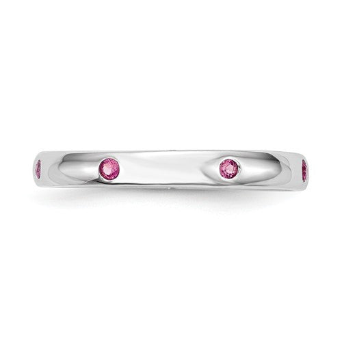 14k White Gold Gypsy Set Pink Sapphire Eternity Ring- Sparkle & Jade-SparkleAndJade.com Y13929PS/A RM5621-PS-WA