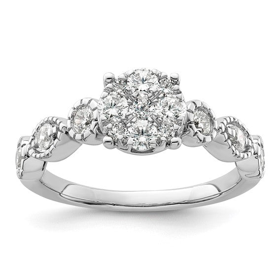 14k White Gold Lab Grown Diamond Cluster Engagement Ring- Sparkle & Jade-SparkleAndJade.com RM8826E-075-WLG