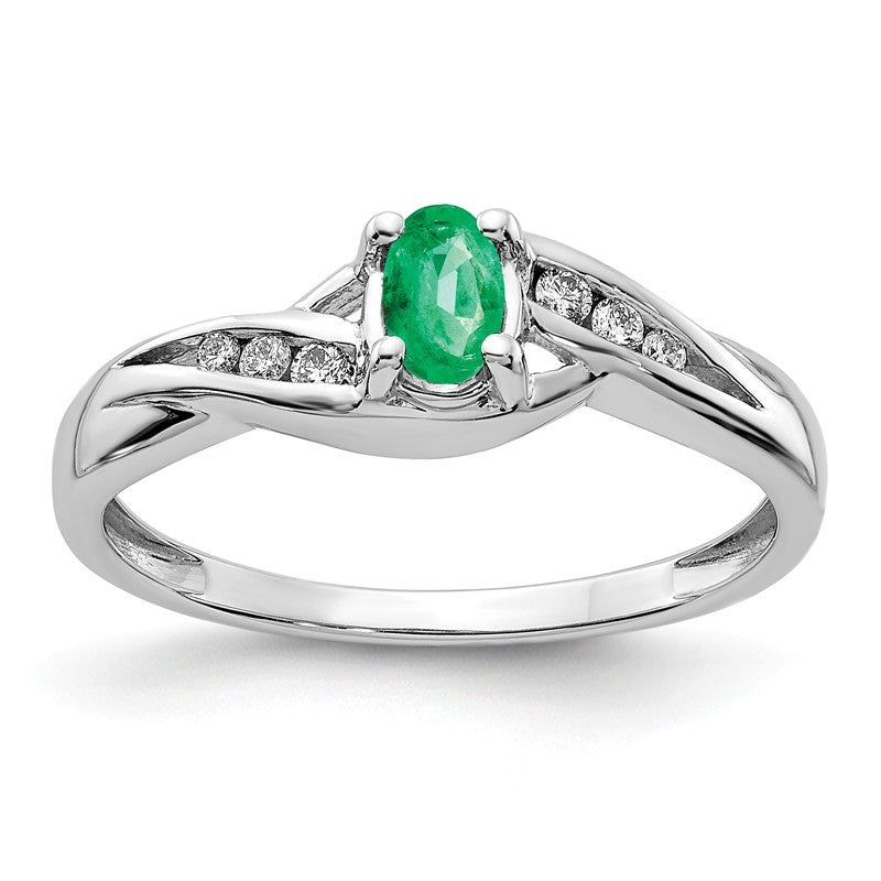 14k White Gold Oval Genuine Emerald Diamond Ring- Sparkle & Jade-SparkleAndJade.com Y13000E/AA RM5751-EM-008-WA