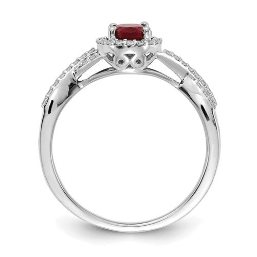 14k White Gold Oval Ruby and Diamond Halo Twist Ring- Sparkle & Jade-SparkleAndJade.com Y11286R/AA RM5759-RU-020-WA