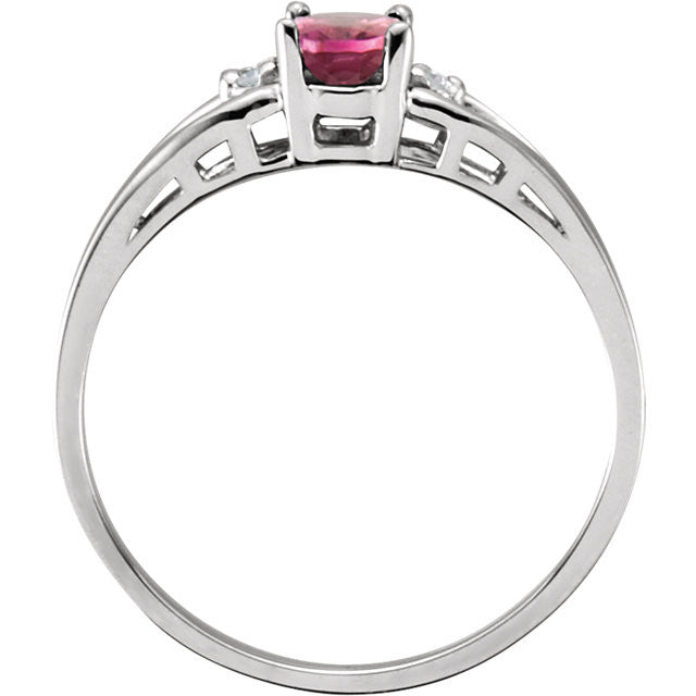 14k White Gold Pink Tourmaline & Diamond Accented Ring- Sparkle & Jade-SparkleAndJade.com 61188:207550:P