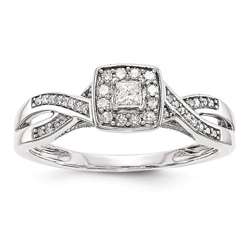 14k White Gold Princess Square Halo Diamond Side Twist Engagement Ring- Sparkle & Jade-SparkleAndJade.com Y13460AA RM3145E-024-WAA