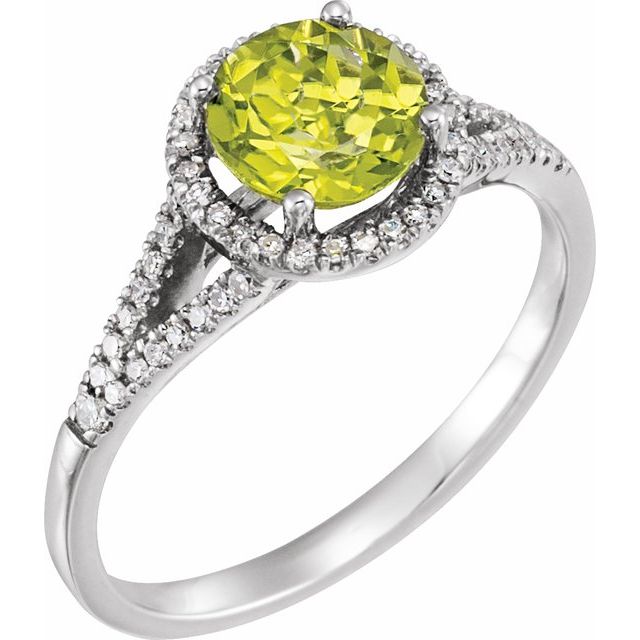 14k White Gold Round Gemstone & 1/5 CTW Diamond Halo Ring- Sparkle & Jade-SparkleAndJade.com 651300:70011:P