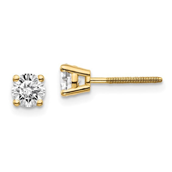 14k White Gold SI3 G-I Diamond Round Stud Thread Post Screwback Earrings- Sparkle & Jade-SparkleAndJade.com 