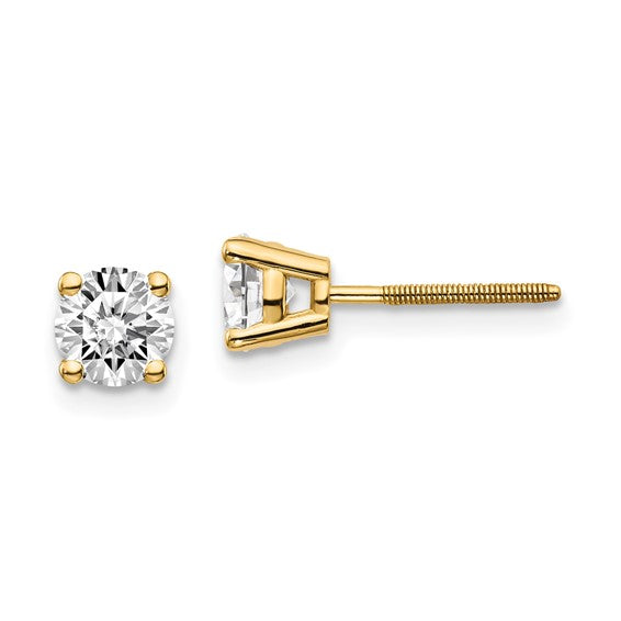 14k White Gold SI3 G-I Diamond Round Stud Thread Post Screwback Earrings- Sparkle & Jade-SparkleAndJade.com 