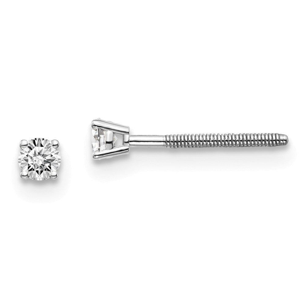 14k White Gold SI3 G-I Diamond Round Stud Thread Post Screwback Earrings- Sparkle & Jade-SparkleAndJade.com ST3-10W