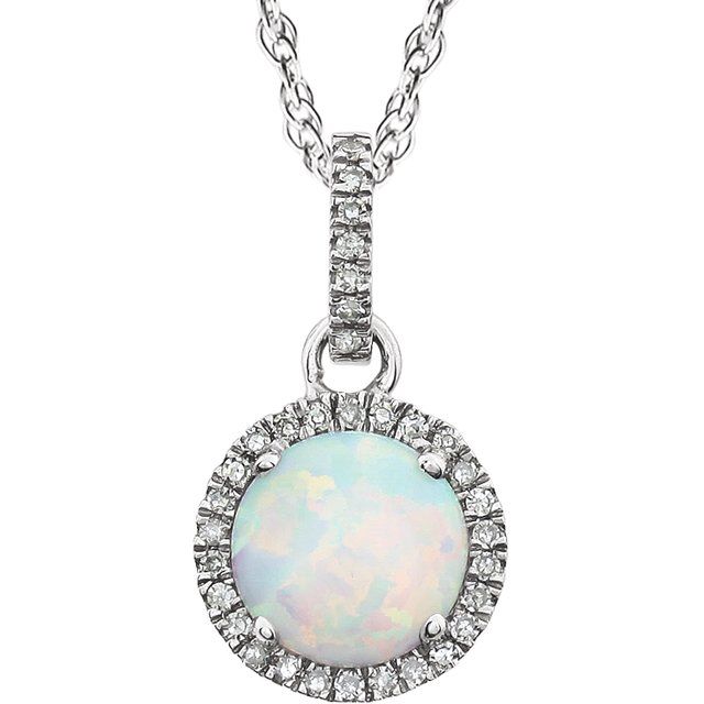 14k White Gold Sky Gemstone & Diamond Halo Necklace- Sparkle & Jade-SparkleAndJade.com 651301:70000:P