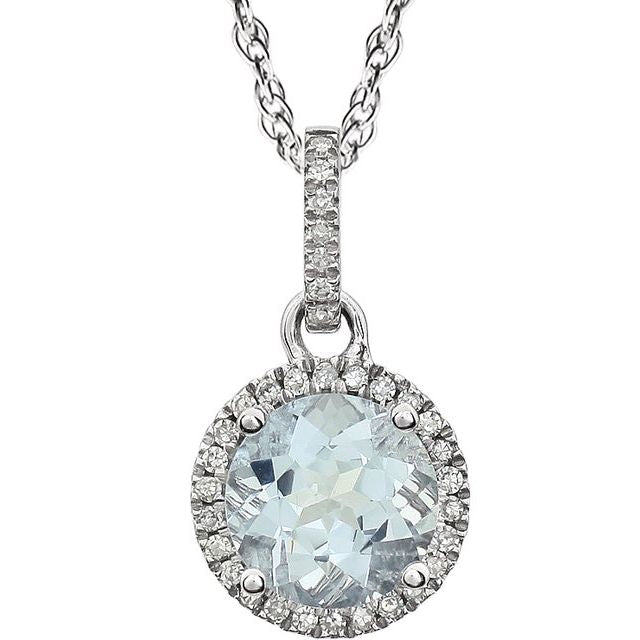 14k White Gold Sky Gemstone & Diamond Halo Necklace- Sparkle & Jade-SparkleAndJade.com 651301:70003:P