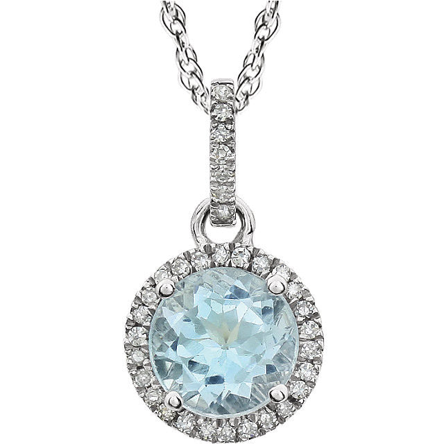 14k White Gold Sky Gemstone & Diamond Halo Necklace- Sparkle & Jade-SparkleAndJade.com 651301:70004:P