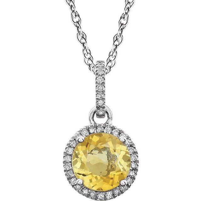 14k White Gold Sky Gemstone & Diamond Halo Necklace- Sparkle & Jade-SparkleAndJade.com 651301:70006:P