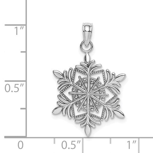 14k White Gold Snowflake Pendant- Sparkle & Jade-SparkleAndJade.com K4744W