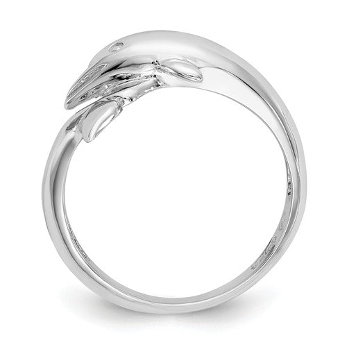 14k White Gold Wrapped Dolphin Ring- Sparkle & Jade-SparkleAndJade.com K667