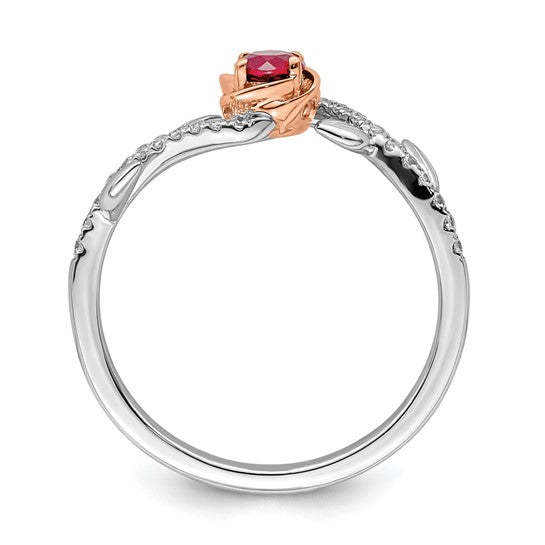 14k White and Rose Gold Two-tone Rose Ruby and Diamond Ring- Sparkle & Jade-SparkleAndJade.com RM8549-RU-012-WRA