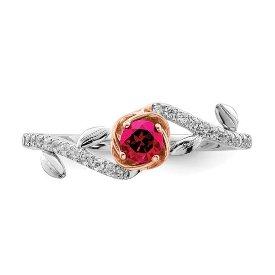 14k White and Rose Gold Two-tone Rose Ruby and Diamond Ring- Sparkle & Jade-SparkleAndJade.com RM8549-RU-012-WRA