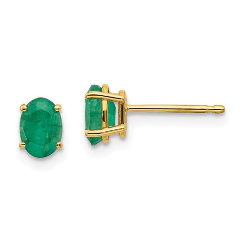 14k White or Yellow Gold 6x4 Oval Emerald Post Earrings- Sparkle & Jade-SparkleAndJade.com XBE17