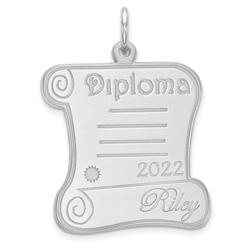 14k White or Yellow Gold Any Name & Year Graduation Diploma Charm Pendant- Sparkle & Jade-SparkleAndJade.com XNA370W