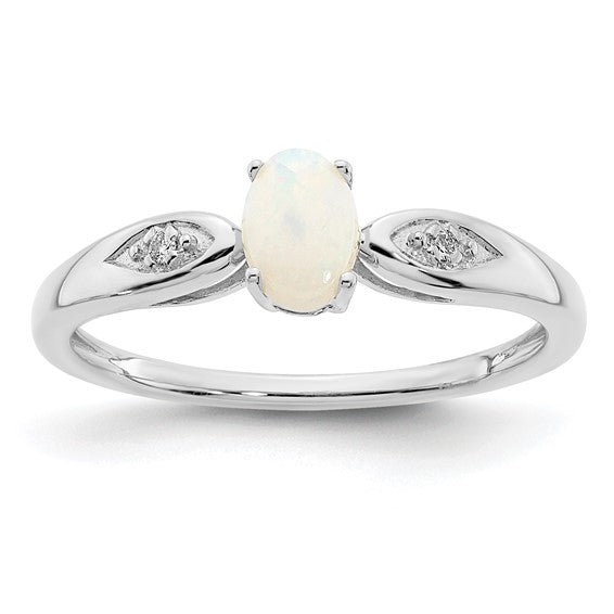 14k White or Yellow Gold Oval Gemstone Diamond Rings- Sparkle & Jade-SparkleAndJade.com XBS319