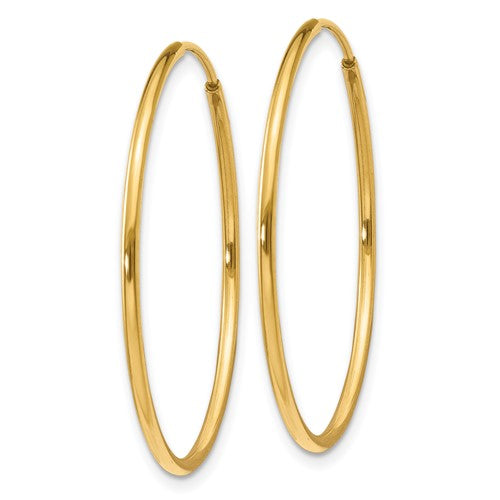 14k Yellow Gold 30mm x 1.25mm Endless Hoop Earrings- Sparkle & Jade-SparkleAndJade.com XY1206