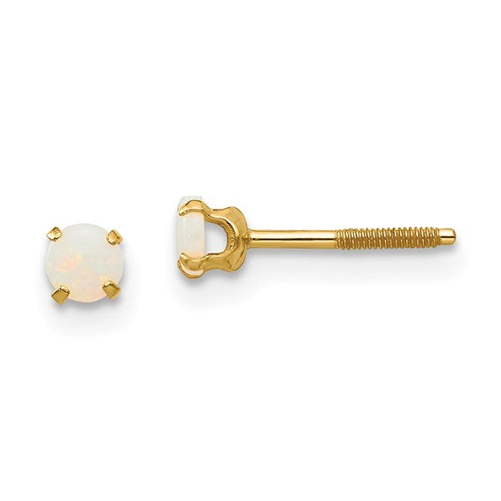 14k Yellow Gold 3mm Round Genuine Birthstone Screwback Earrings- Sparkle & Jade-SparkleAndJade.com GK121