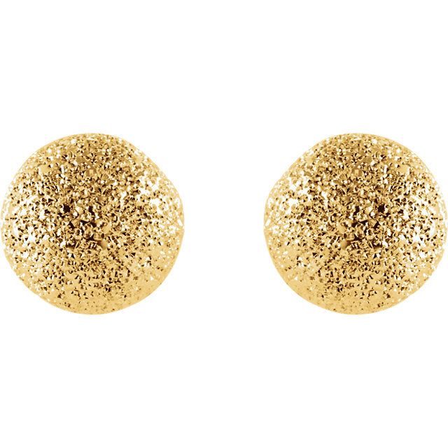 14k Yellow Gold 6mm Round Stardust Ball Earrings- Sparkle & Jade-SparkleAndJade.com 67840:102:P