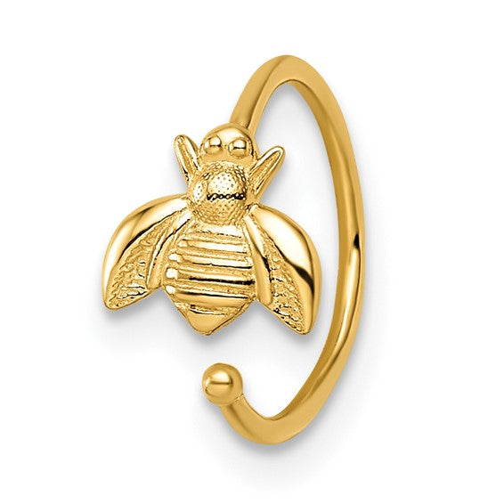 14k Yellow Gold Bee Hoop Nose or Cartilage Ring- Sparkle & Jade-SparkleAndJade.com BD196