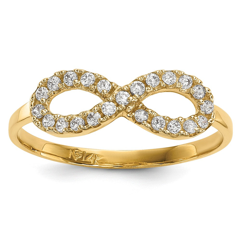 14k Yellow Gold CZ Infinity Symbol Ring- Sparkle & Jade-SparkleAndJade.com R610