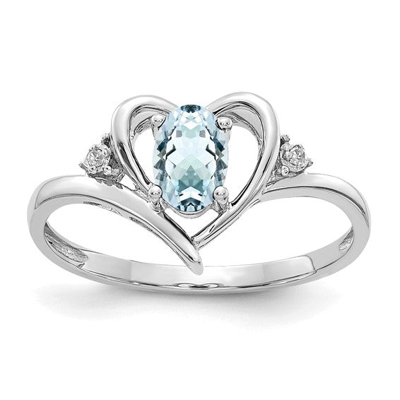 14k Yellow Gold Genuine Gemstone Diamond Heart Rings- Sparkle & Jade-SparkleAndJade.com XBS446