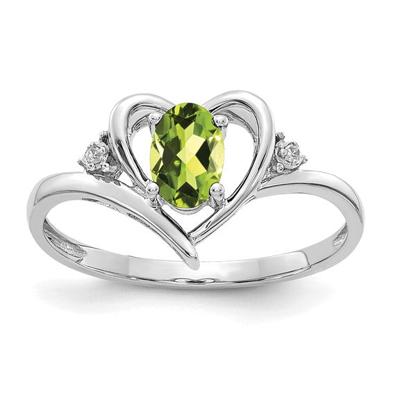 14k Yellow Gold Genuine Gemstone Diamond Heart Rings- Sparkle & Jade-SparkleAndJade.com XBS461