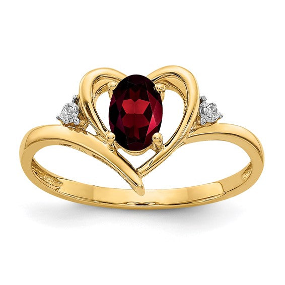 14k Yellow Gold Genuine Gemstone Diamond Heart Rings- Sparkle & Jade-SparkleAndJade.com XBS476