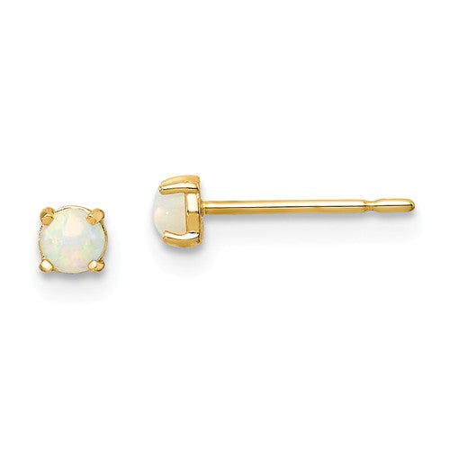 14k Yellow Gold Lab-Created White Opal 3mm Post Earrings- Sparkle & Jade-SparkleAndJade.com SE2979