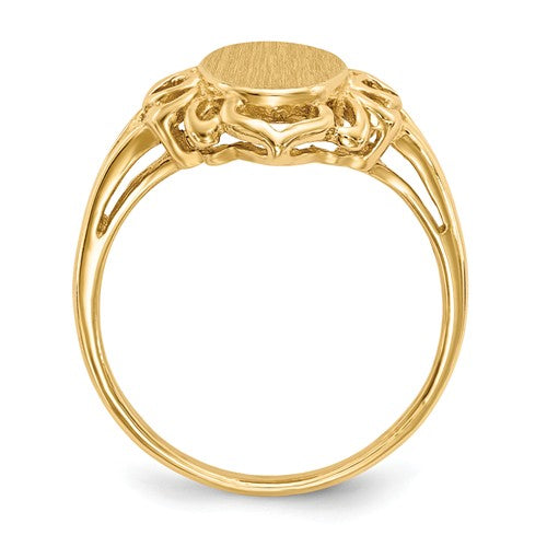 14k Yellow Gold Oval Filigree Surround Signet Ring (Ladies Sizes)- Sparkle & Jade-SparkleAndJade.com RS197
