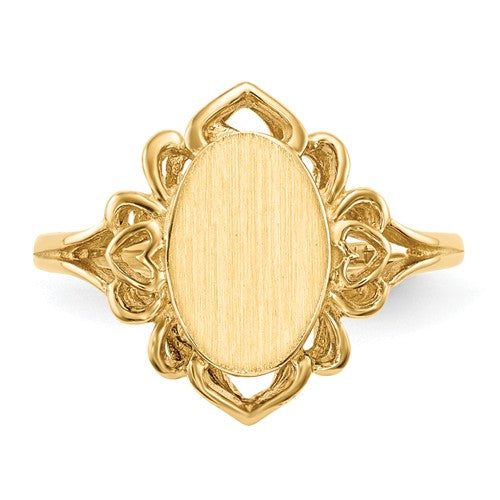 14k Yellow Gold Oval Filigree Surround Signet Ring (Ladies Sizes)- Sparkle & Jade-SparkleAndJade.com RS197