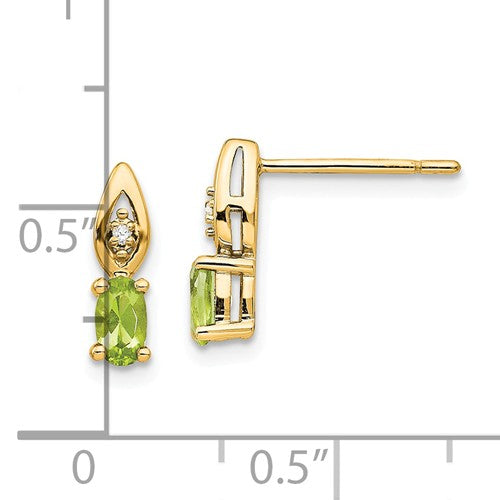 14k Yellow Gold Oval Peridot & Diamond Earrings- Sparkle & Jade-SparkleAndJade.com XBS610