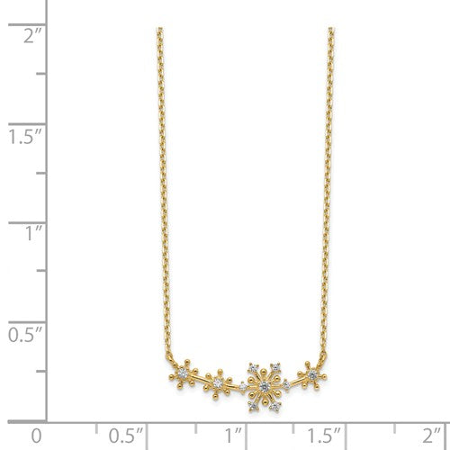 14k Yellow Gold Snowflakes CZ Bar 18-20" Necklace- Sparkle & Jade-SparkleAndJade.com SF2786-18