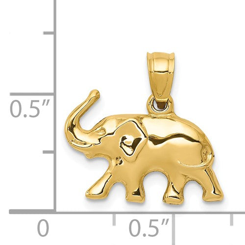14k Yellow Gold Solid Elephant Pendant- Sparkle & Jade-SparkleAndJade.com C3533