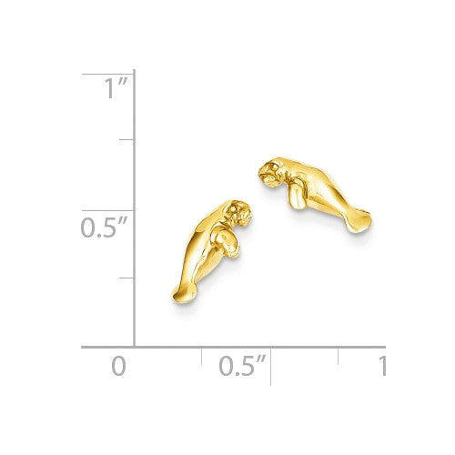 14k Yellow Gold Solid Mini Manatee Post Earrings- Sparkle & Jade-SparkleAndJade.com TC612