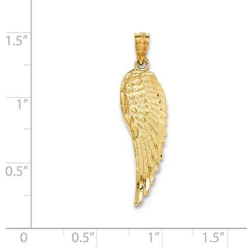 14k Yellow Gold Solid Polished And Textured Angel Wing Pendant- Sparkle & Jade-SparkleAndJade.com YC1243