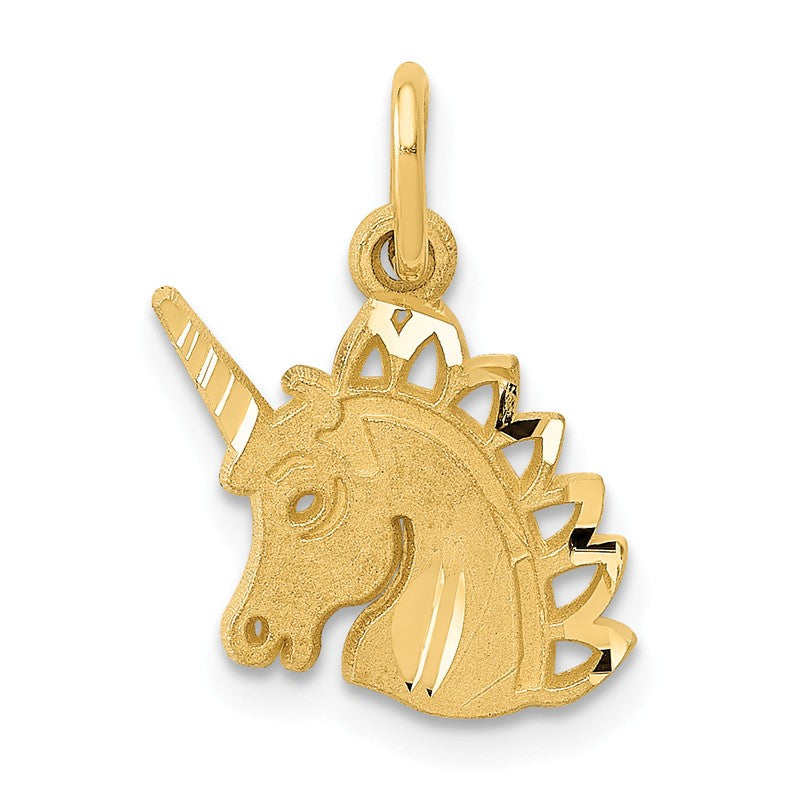 14k Yellow Gold Solid Small Unicorn Head Small 16mm Charm Pendant- Sparkle & Jade-SparkleAndJade.com C1142