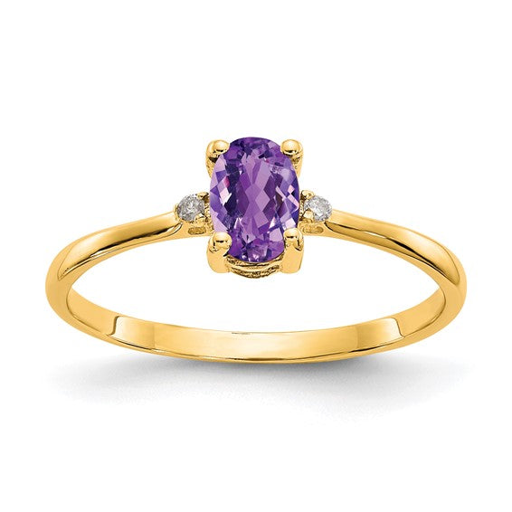 14k or 10k Gold Diamond & Oval Genuine Gemstone Birthstone Rings- Sparkle & Jade-SparkleAndJade.com 10XBR203