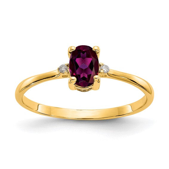 14k or 10k Gold Diamond & Oval Genuine Gemstone Birthstone Rings- Sparkle & Jade-SparkleAndJade.com 10XBR207