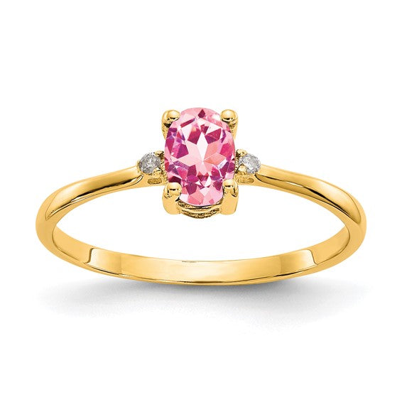 14k or 10k Gold Diamond & Oval Genuine Gemstone Birthstone Rings- Sparkle & Jade-SparkleAndJade.com 10XBR223