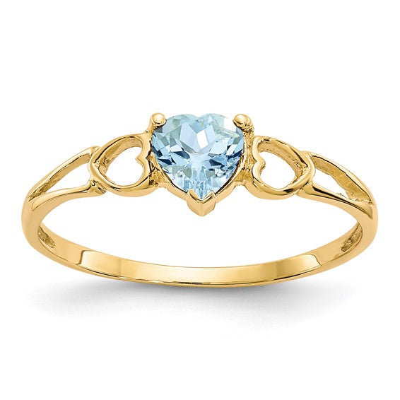 14k or 10k Gold Genuine Heart Petite Birthstone Rings- Sparkle & Jade-SparkleAndJade.com 10XBR156