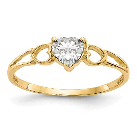 14k or 10k Gold Genuine Heart Petite Birthstone Rings- Sparkle & Jade-SparkleAndJade.com 10XBR157