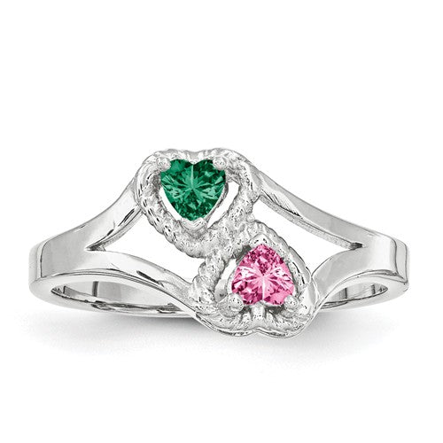 2 Stone Heart Birthstone Mother's or Couples Ring- Sparkle & Jade-SparkleAndJade.com 