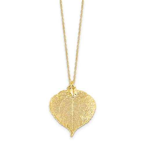 24k Gold Dipped Aspen Leaf W/ Gold-Plated Necklace- Sparkle & Jade-SparkleAndJade.com BF1383-20