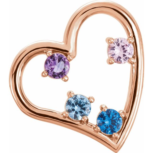 Mother's Family Birthstone Heart Slide Pendant or Necklace- Sparkle & Jade-SparkleAndJade.com 86197
