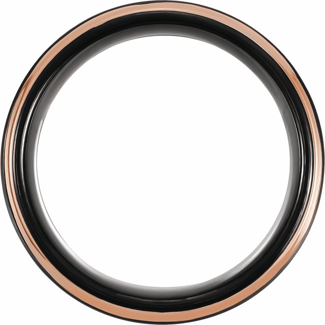 18K Rose Gold PVD and Black PVD Tungsten Flat Grooved Band 6mm or 8mm- Sparkle & Jade-SparkleAndJade.com 