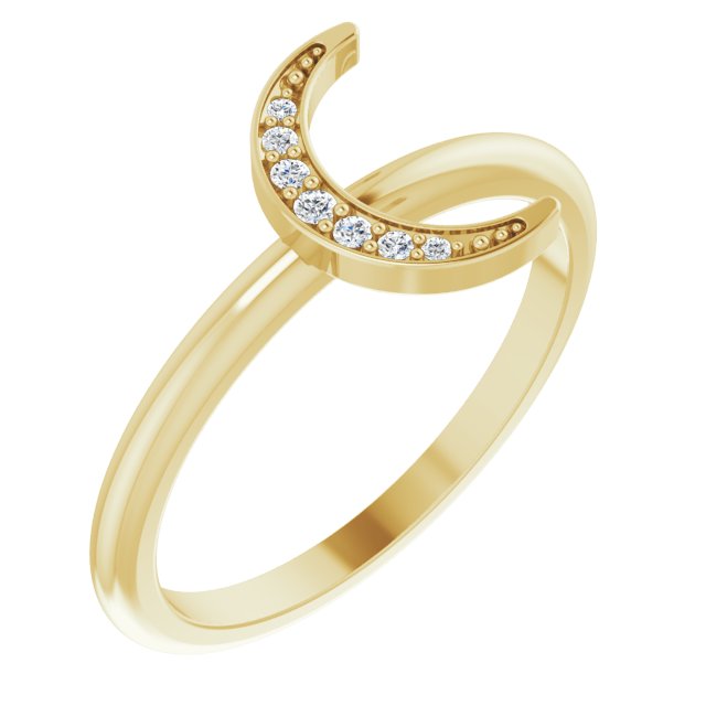 14K Gold .04 CTW Natural Diamond Stackable Crescent Ring- Sparkle & Jade-SparkleAndJade.com 123924:601:P